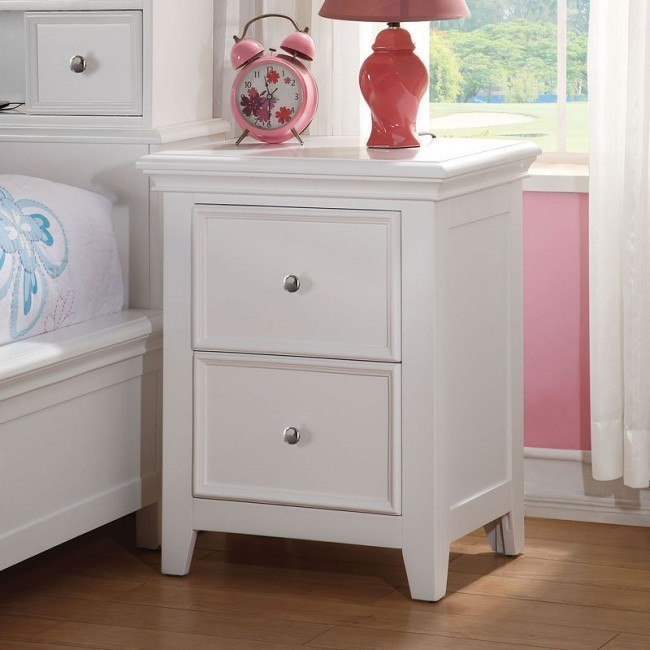 Lacey Two Drawer Nightstand (White) Acme Furniture | Furniture Cart