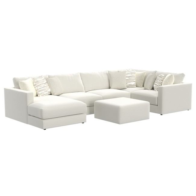 Amelia Chalk 6-Piece Left Chaise Sectional Set w/ Ottoman