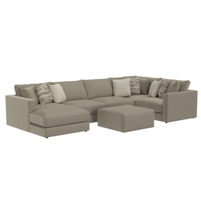 Amelia Sand 6-Piece Left Chaise Sectional Set w/ Ottoman