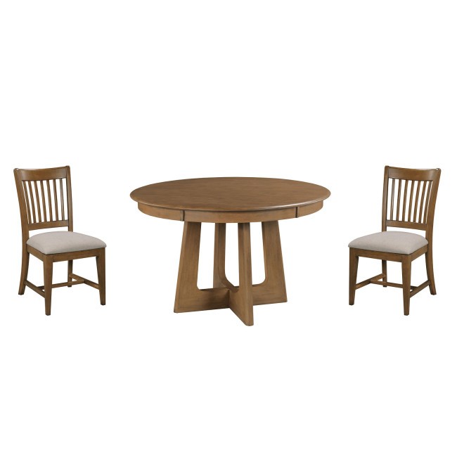 Kafe 54 Inch Round Dining Set w/ Rake Back Chairs (Latte)