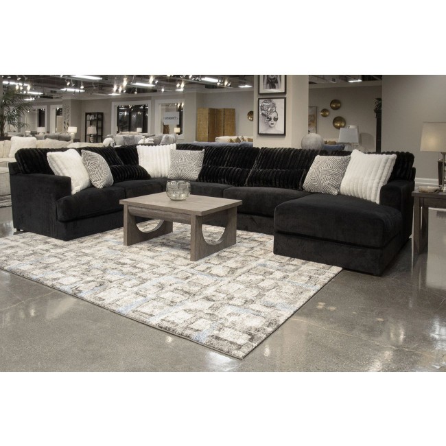 Logan Black 3-Piece Right Chaise Sectional