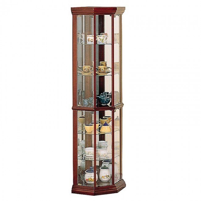 Medium Brown Corner Curio Cabinet