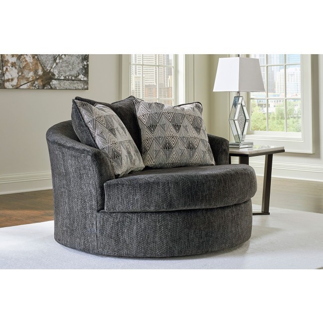 Biddeford Ebony Oversized Swivel Accent Chair Signature Design