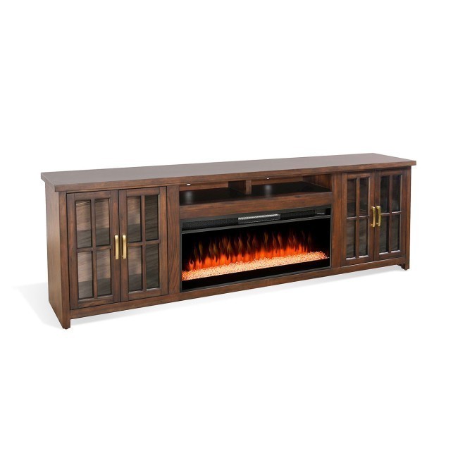 Noah 98 Inch Media Console w/ Crystal Fireplace Insert