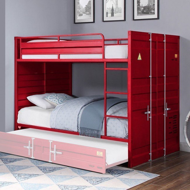 Cargo Youth Bunk Bed (Red) Acme Furniture | Furniture Cart