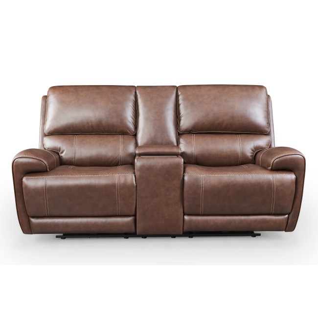 Highland Brown Coffee Power Lay-Flat Reclining w/ Console Loveseat