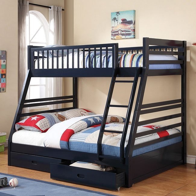 Navy blue bunk beds twin over hot sale full