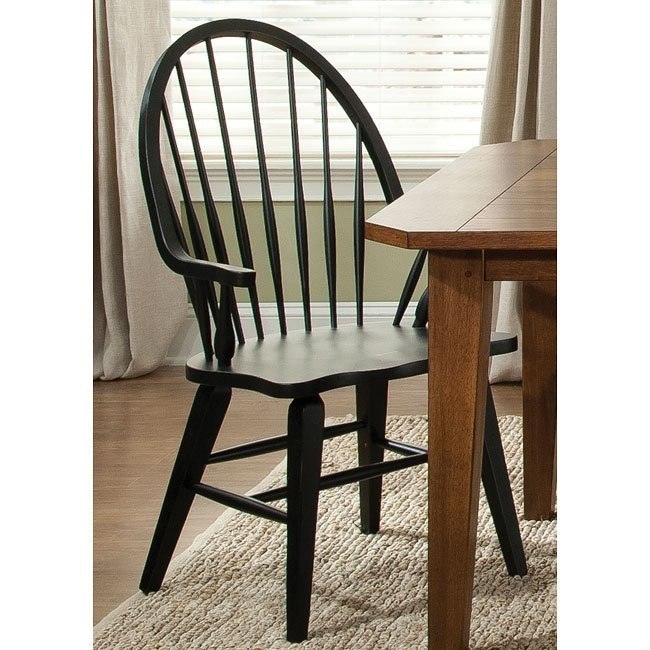 Black spindle shop chair with arms