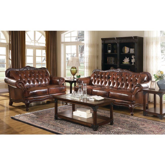 Leather living sales room suit