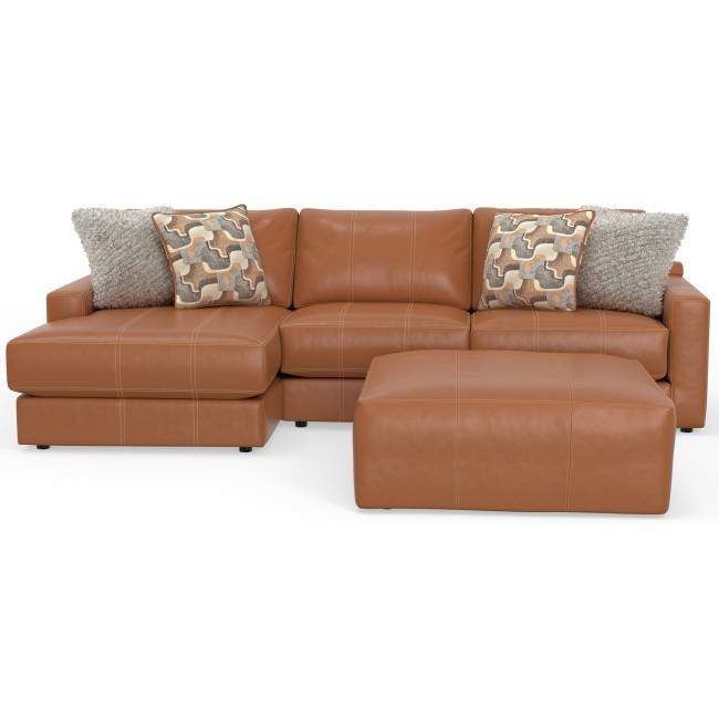Minori Whiskey 3-Piece Left Chaise Sectional Set w/ Ottoman