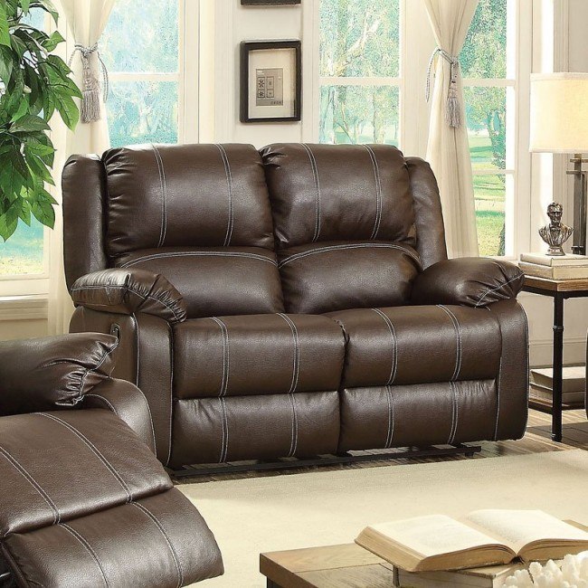 Zuriel Reclining Loveseat Brown Acme Furniture Furniture Cart