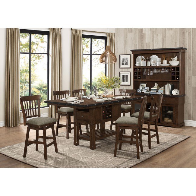 Counter height dining top set with swivel chairs