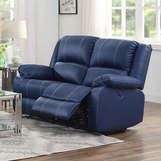 Navy blue reclining loveseat on sale