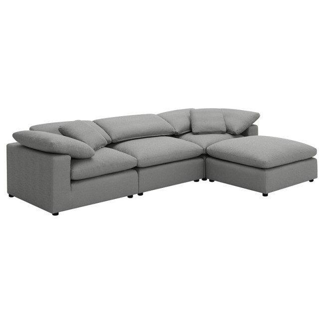 Raleigh 4-Piece Modular L-Shaped Sectional w/ Ottoman (Grey)