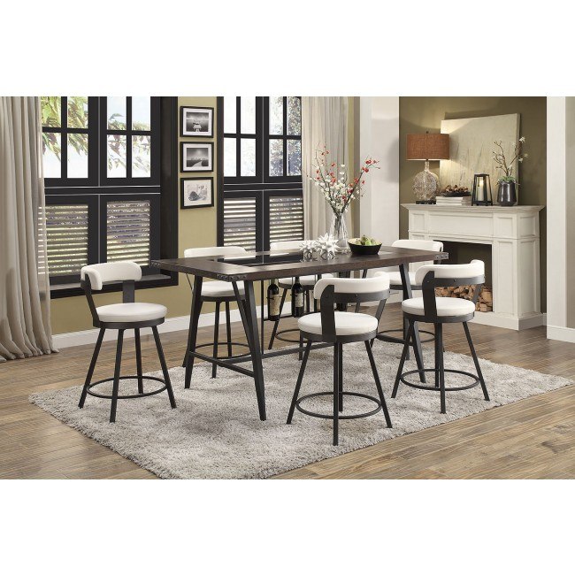 Appert Counter Height Dining Room Set w White Chairs