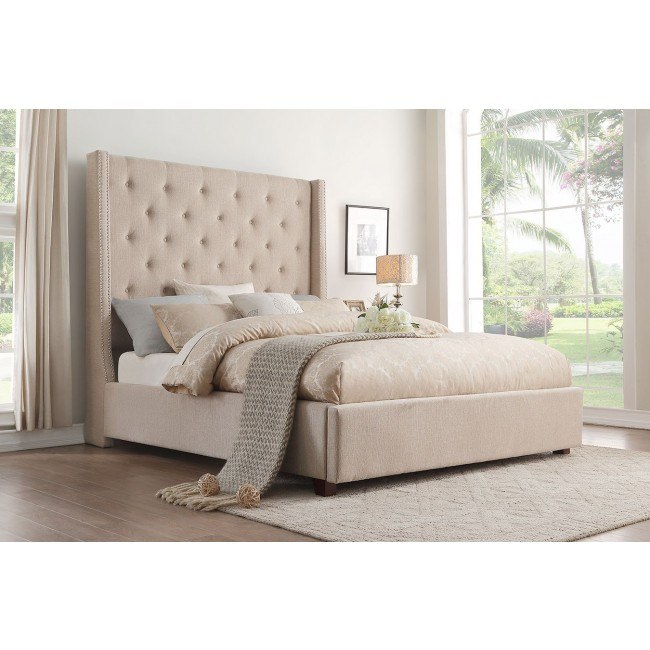 Fairborn Beige Upholstered Bed