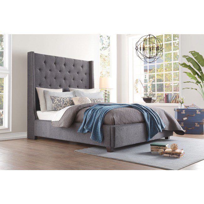 Dark gray clearance tufted bed