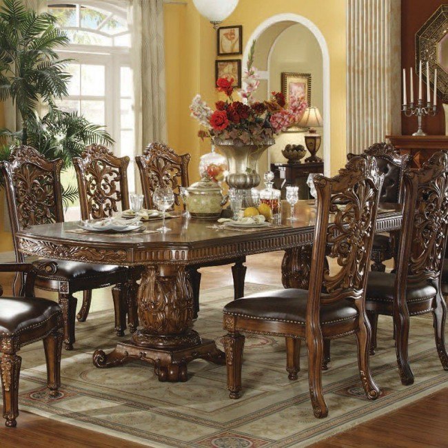 Vendome Double Pedestal Dining Table Cherry Acme Furniture