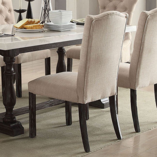 Acme gerardo dining table 2025 white marble & weathered espresso
