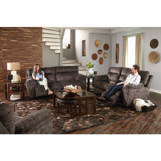 Sedona Power Lay Flat Reclining Living Room Set w/ Power Headrests and Lumbar (Smoke)