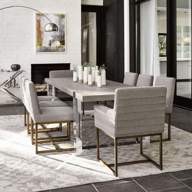 Modern Desmond Dining Room Set Flint w Cooper Quartz Chairs