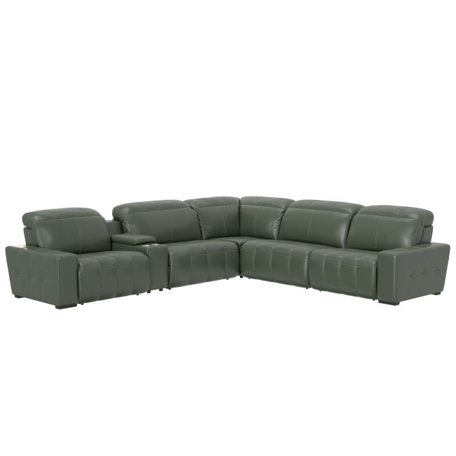 Spoleto Pine 6-Piece Power Reclining Sectional w/ Power Euro Headrests
