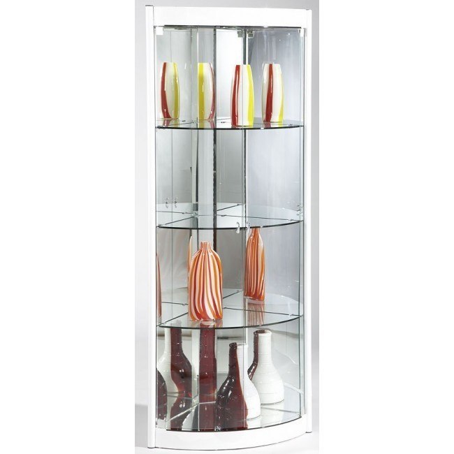 White corner outlet curio cabinet