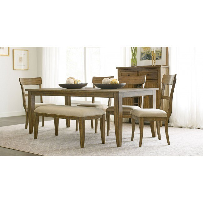 The Nook 80 Inch Rectangular Dining Set Oak w Side Chairs and Bench