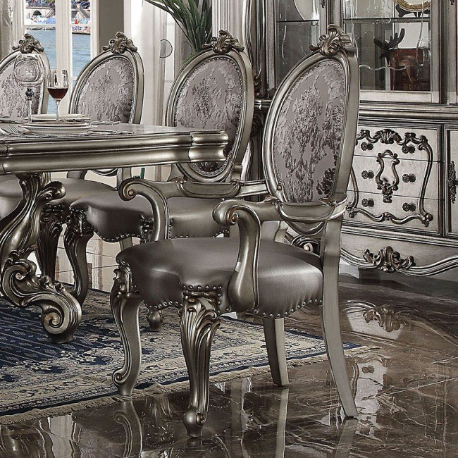 Versailles Arm Chair Antique Platinum Set Of 2 Acme Furniture Furniture Cart