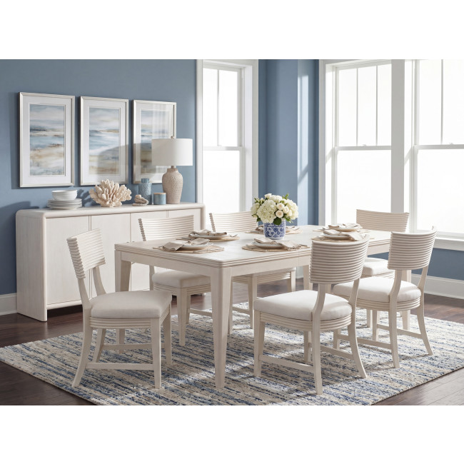 Maren Fresh Canvas Leg Dining Room Set w/ Fluted Curved Back Chairs