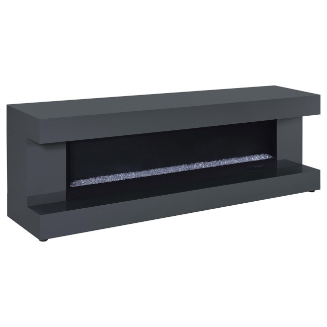 Mallory Grey TV Stand w/ Flame Visualizer and Bluetooth Speaker