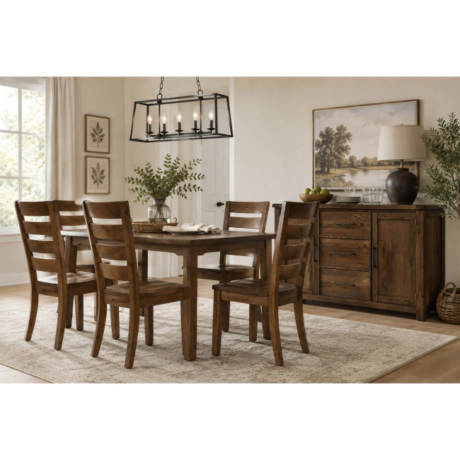 Dovetail Natural Dining Room Set w/ Horizontal Slat Side Chair
