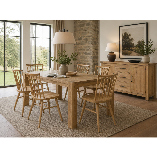 Dovetail Bleached White Gathering Dining Room Set w/ Spindle Side Chairs