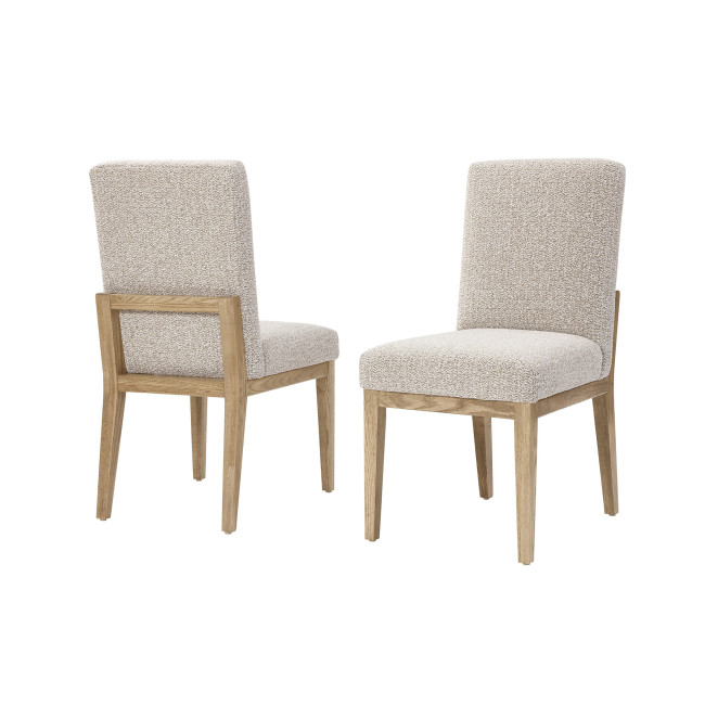 Dovetail Bleached White Upholstered Side Chair Grey Fabric (Set of 2)