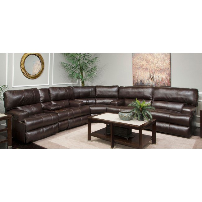 Wembley Power Lay Flat Reclining Sectional Chocolate Catnapper