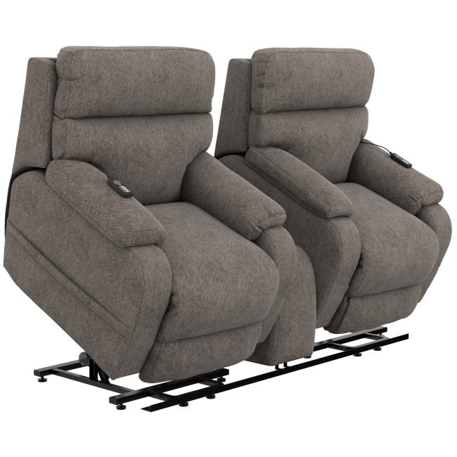 Regenerator Umber Dual Power Lift Reclining Console Loveseat w/ Power Headrest and CR3 Heat and Massage