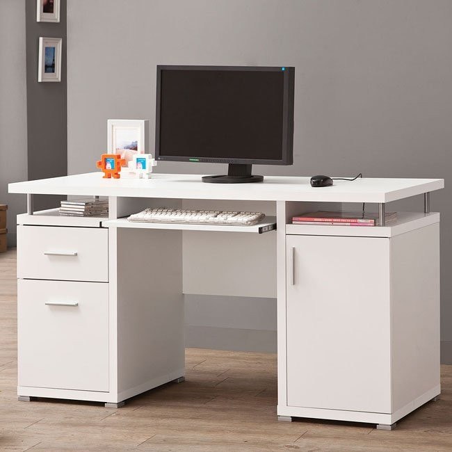 Modern white desk clearance with storage