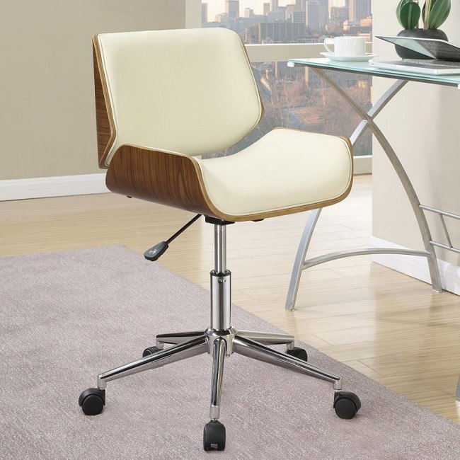 Ecru Leatherette Office Chair