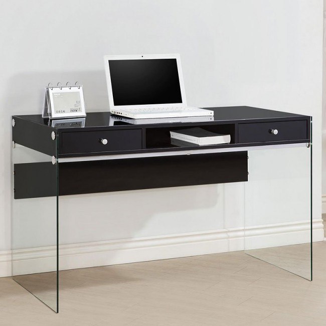 Glossy black desk discount