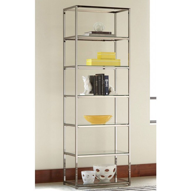 Metal Bookcase w/ 7 Glass Shelves