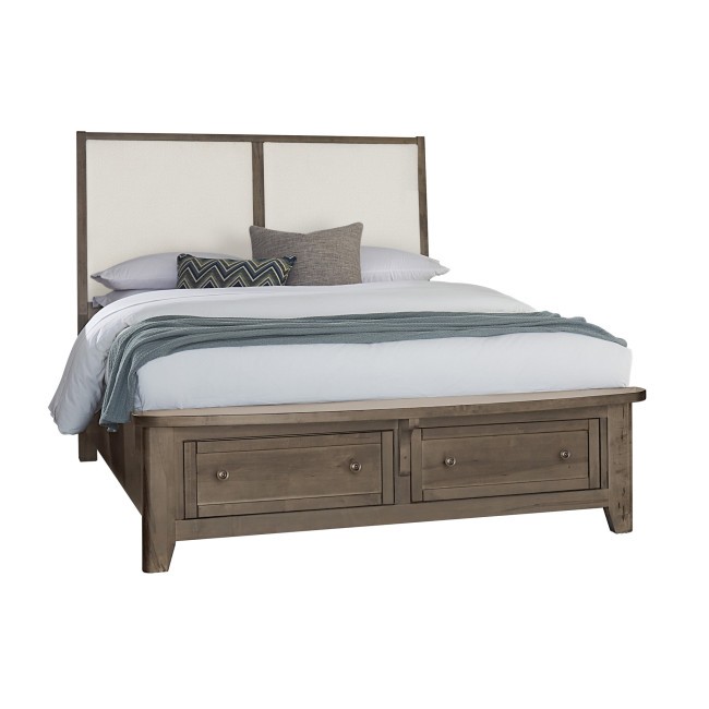 Woodbridge Dark Cashmere White Upholstered Bed w/ Storage
