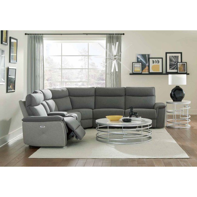 Dark gray clearance sectional with recliner