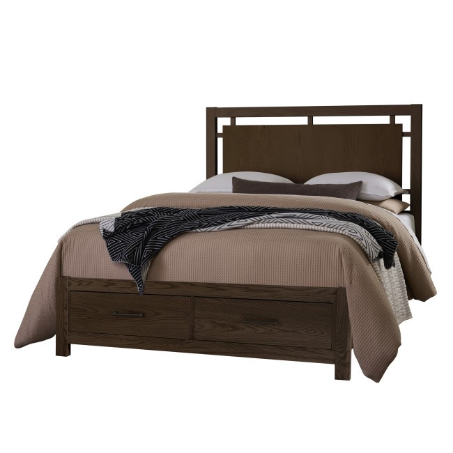 Lodge and Loft Dark Oak Floating Panel Bed w/ Storage Footboard