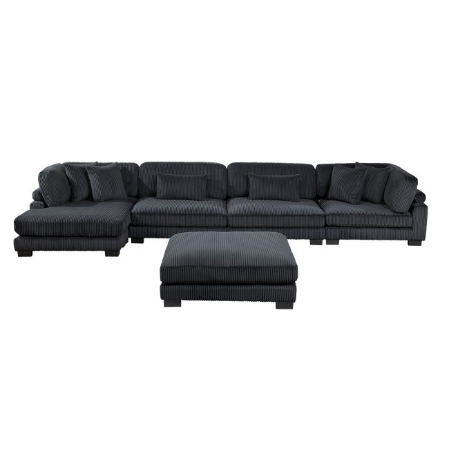 Traverse Black 5-Piece Sectional w/ Reversible Chaise and Ottoman