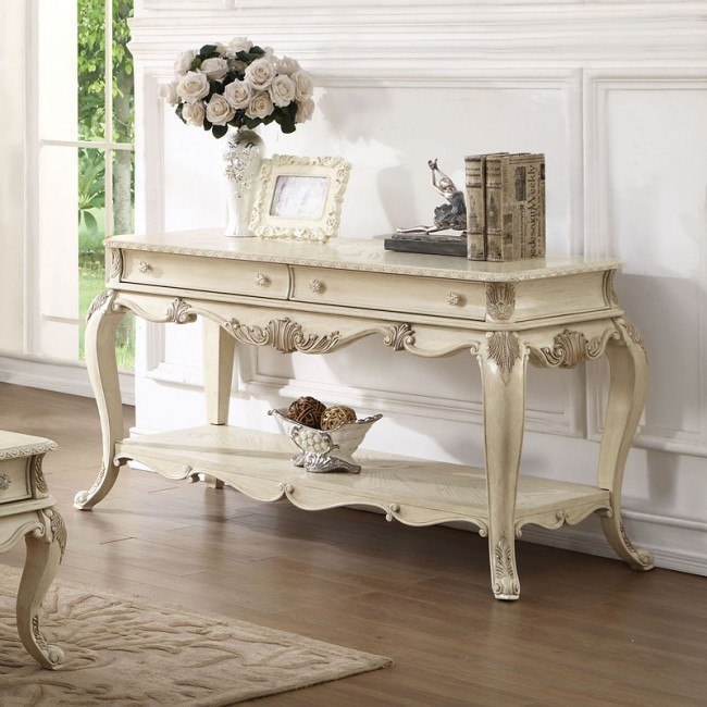 Ragenardus Sofa Table Antique White Acme Furniture Furniture Cart