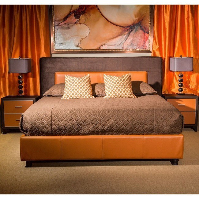 21 Cosmopolitan Upholstered Tufted Bedroom Set (Orange)