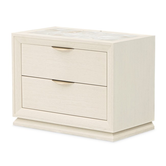 Portrait Alabaster White 2 Drawer Nightstand w/ LED Lights