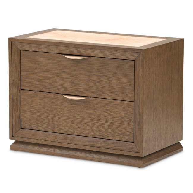 Portrait Sienna Brown 2 Drawer Nightstand w/ LED Lights