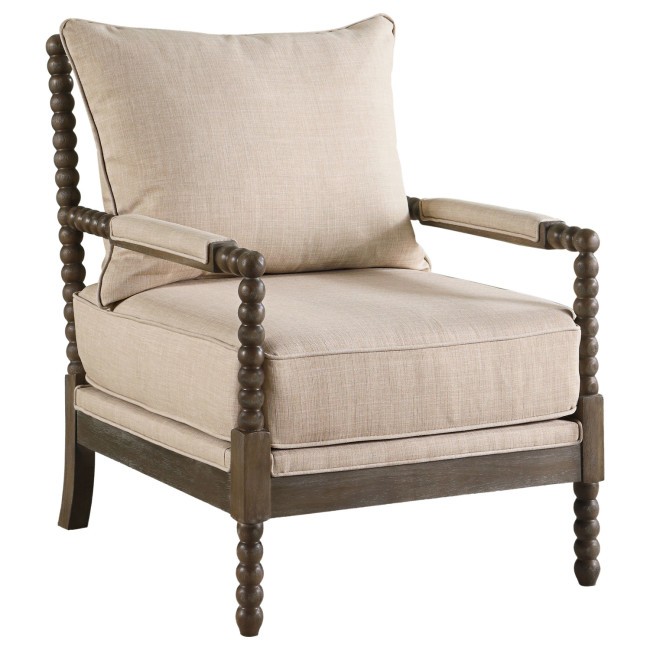 Blanchett Beige and Distressed Brown Accent Chair