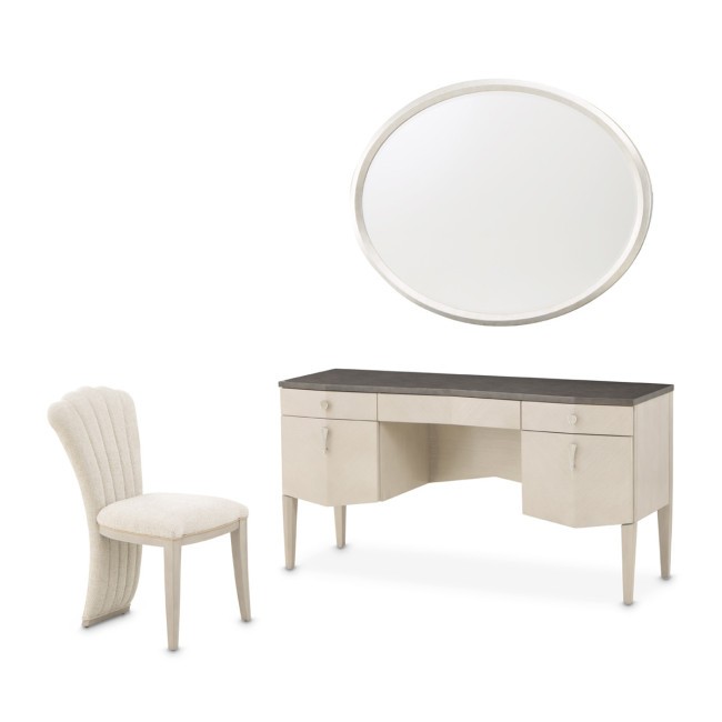Fantosini Silver Vanity Set w/ Mirror and Chair